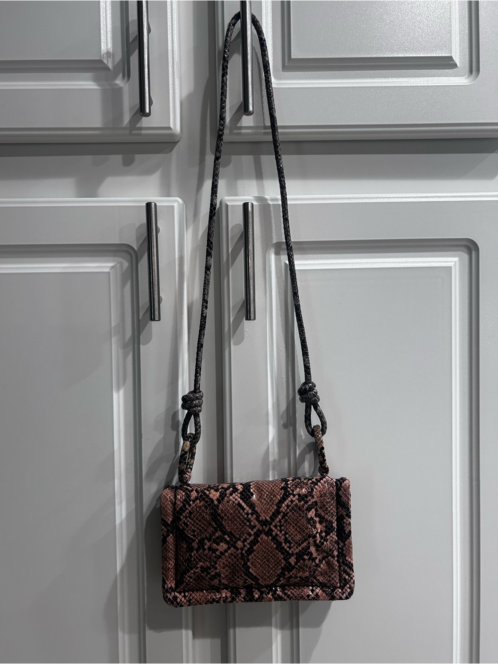Zara Snake-Print Crossbody Bag in Brown and Black